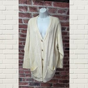 Woman's JENNIFER MOORE Cardigan White Knit Long Sleeve 2X